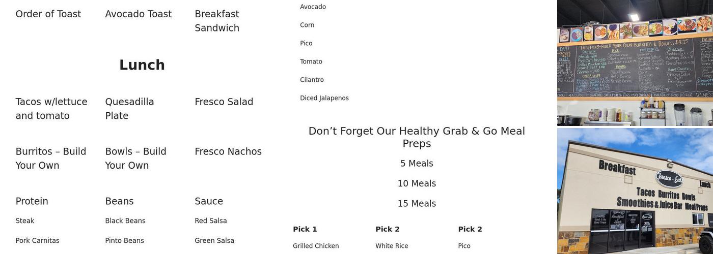 Fresco Eats Menu