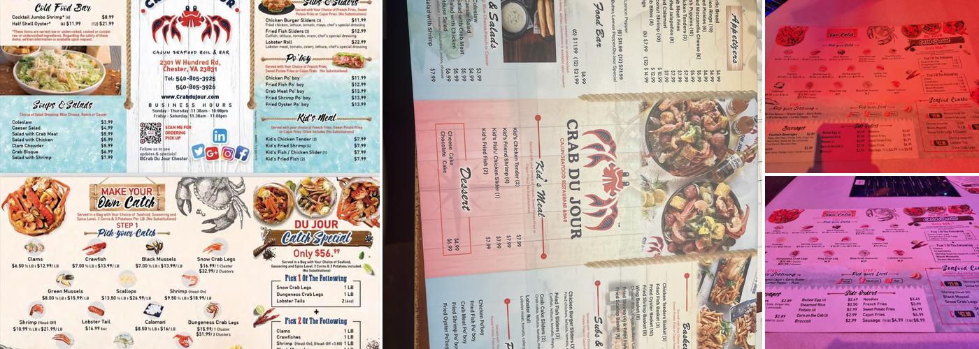 Crab Du Jour Cajun Seafood & Bar Menu