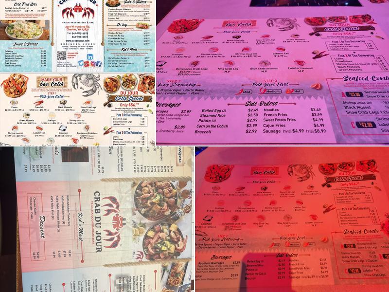 Crab Du Jour Cajun Seafood & Bar Menu