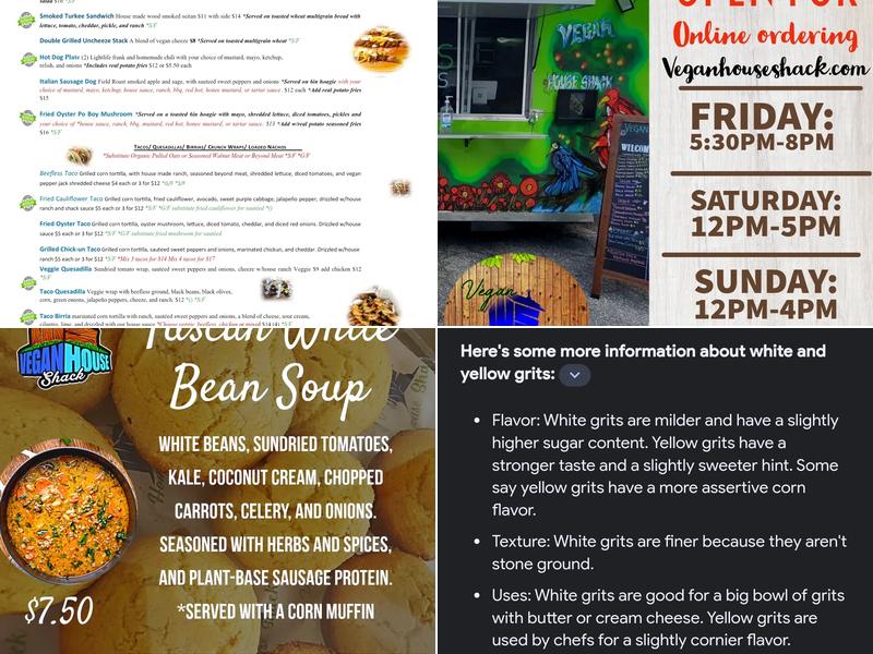 Vegan House Shack @ Planted by Faith Menu