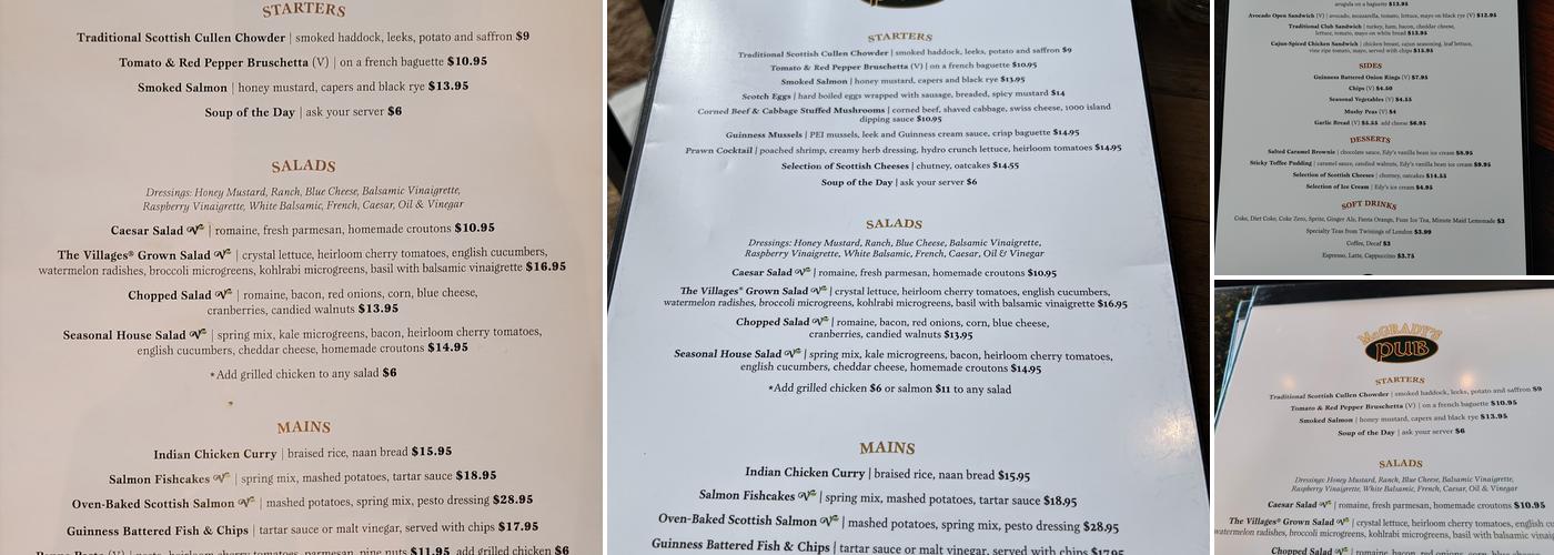McGrady’s Pub Menu