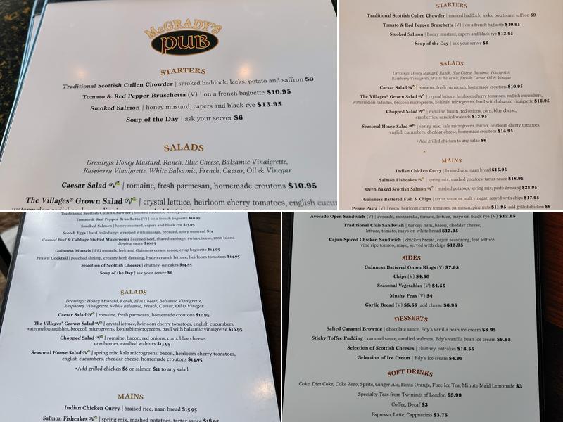 McGrady’s Pub Menu