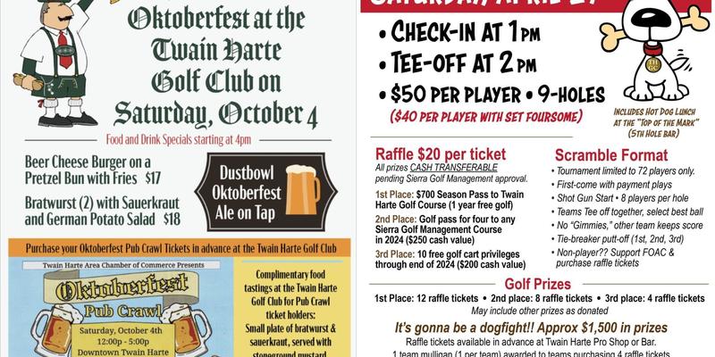 Twain Harte Golf Club Bar & Grill Menu