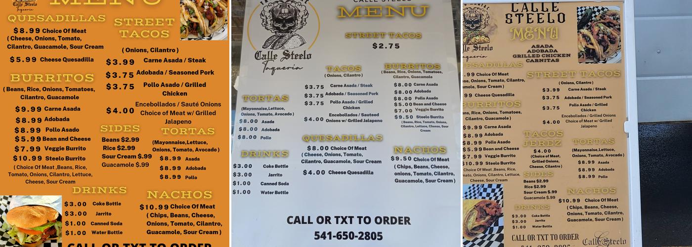 Calle Steelo Taqueria Menu