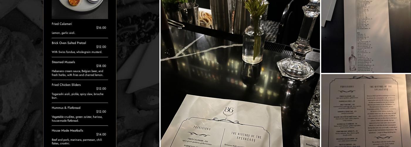 86 Speakeasy Menu
