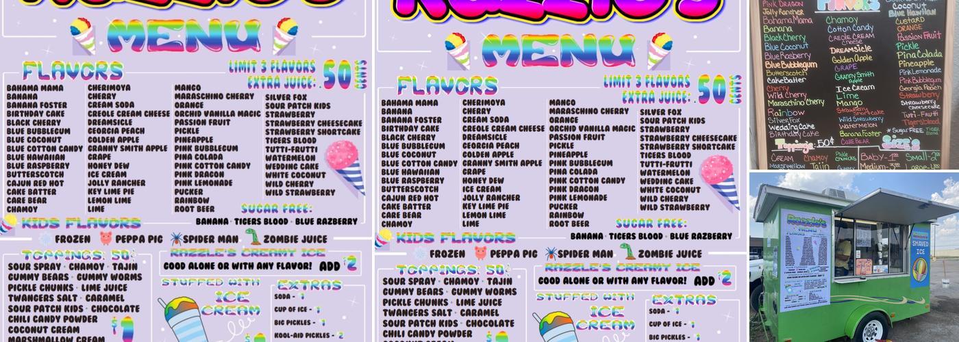 Razzle's Shaved Ice Menu
