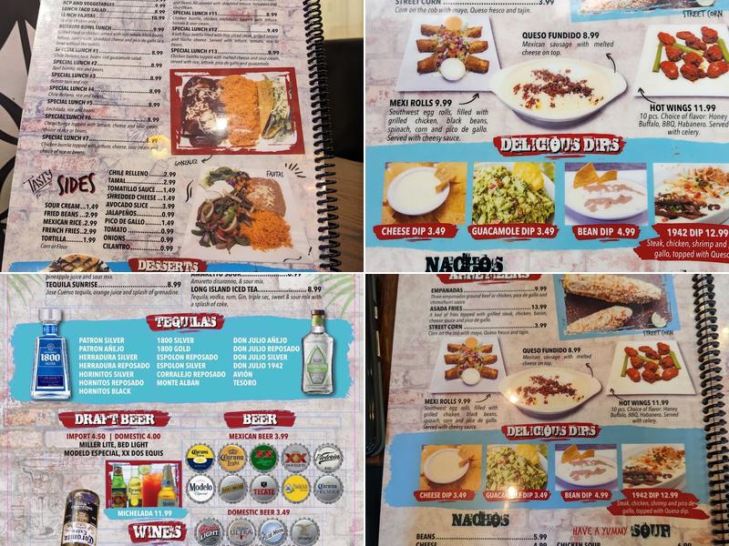 1942 Tacos and Tequila Menu