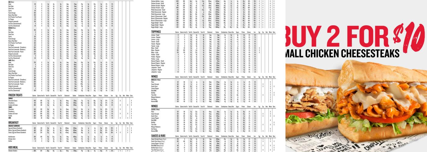 Charleys Cheesesteaks Menu