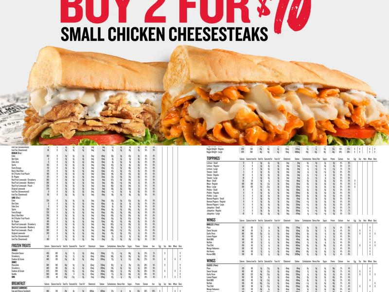 Charleys Cheesesteaks Menu