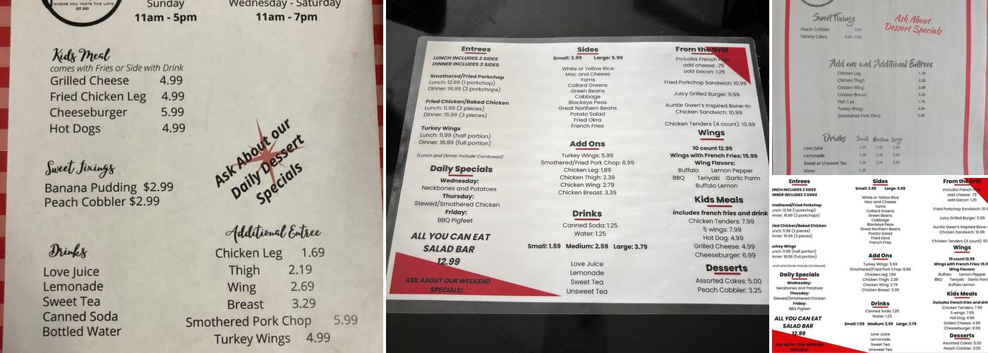 Cotton's Kitchen Menu
