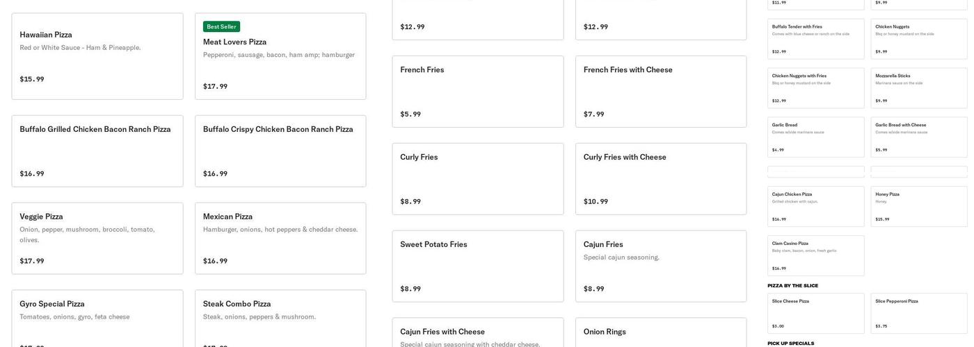 Dalton HD Pizza Menu