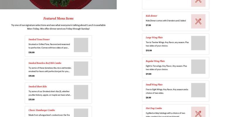 Gma's Wings n Things Menu