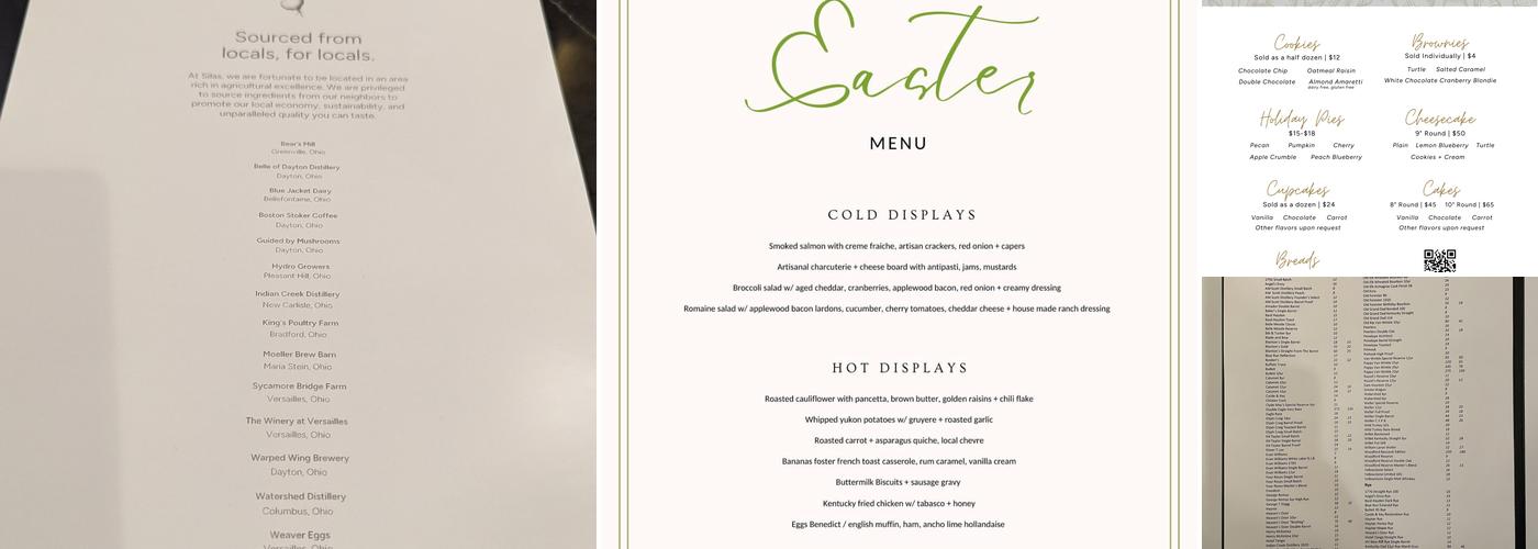 Silas Creative Kitchen Menu