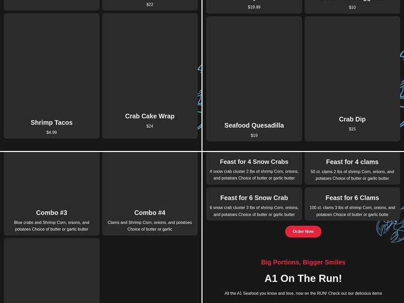 A1 Seafood Menu