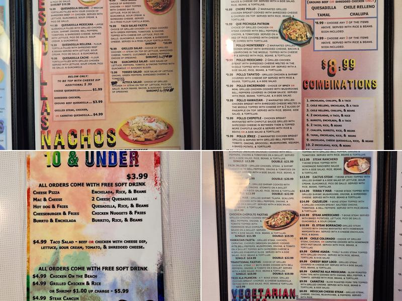 Cactus Cuisine and Ice Cream Menu