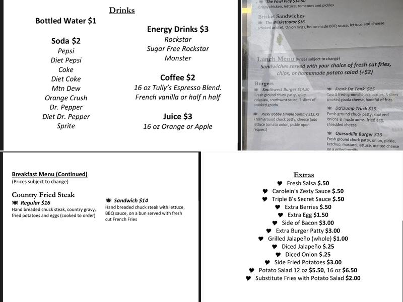 Brown’s Brunch Box Menu