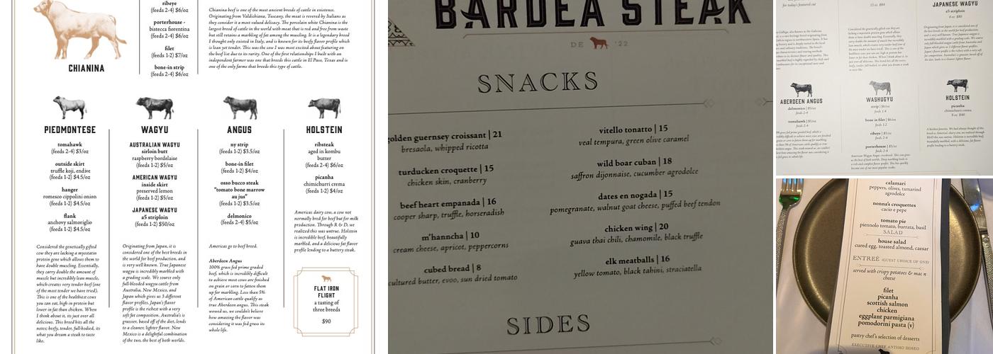 Bardea Steak Menu