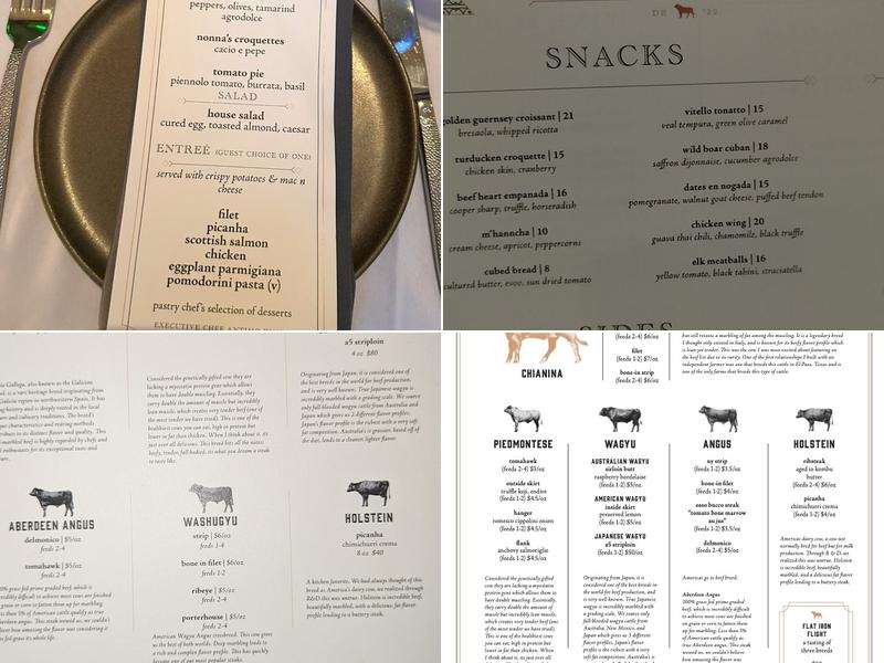 Bardea Steak Menu