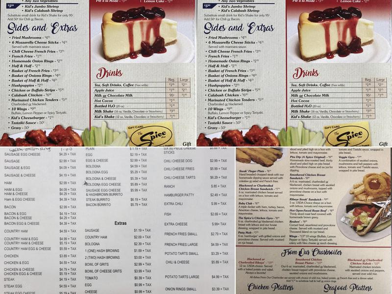 Reena's Diner Menu