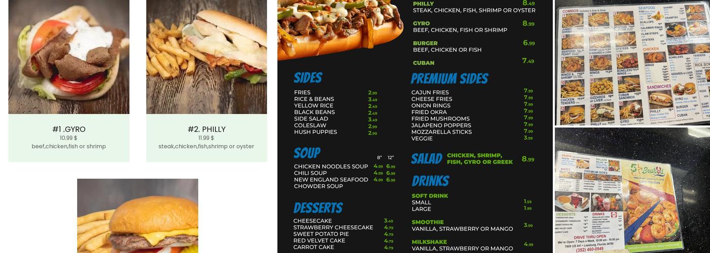 Five Star Seafood Menu