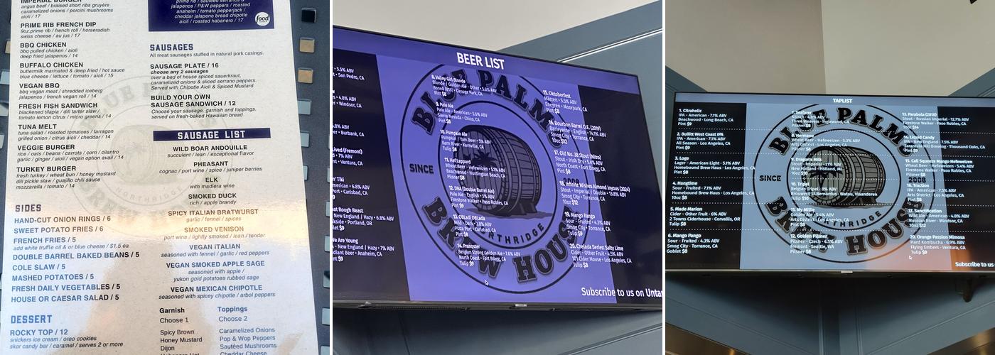 Blue Palms Brewhouse Menu