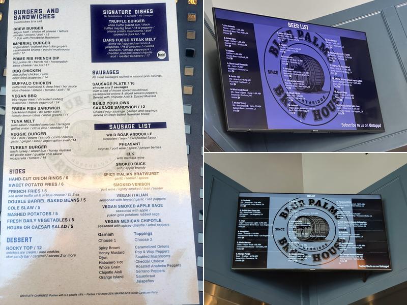 Blue Palms Brewhouse Menu