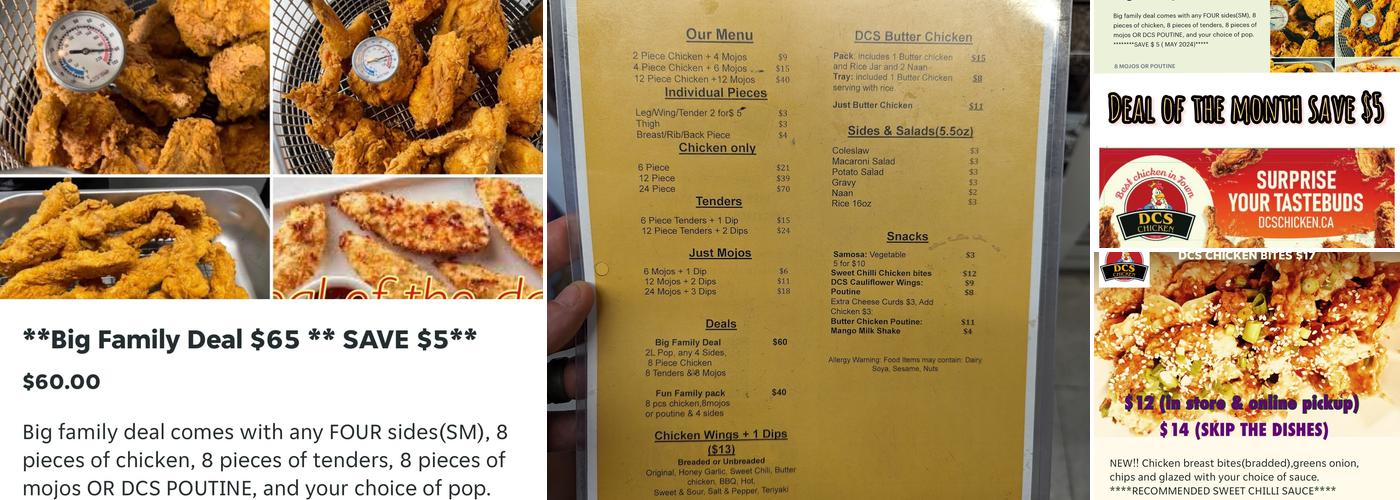 DCS CHICKEN Menu