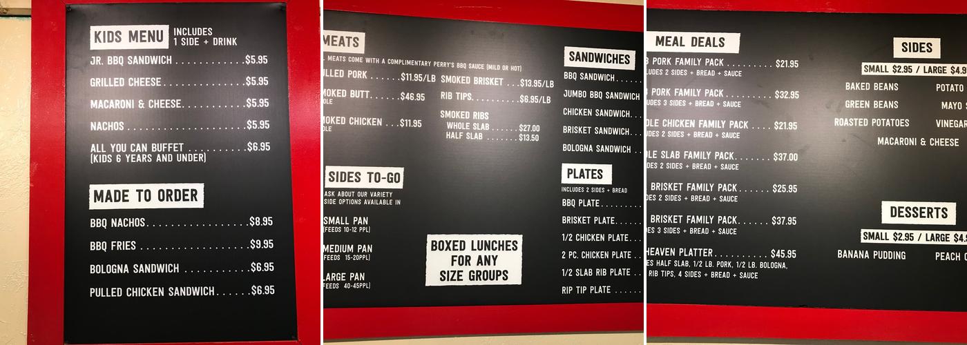 The Point BBQ Menu
