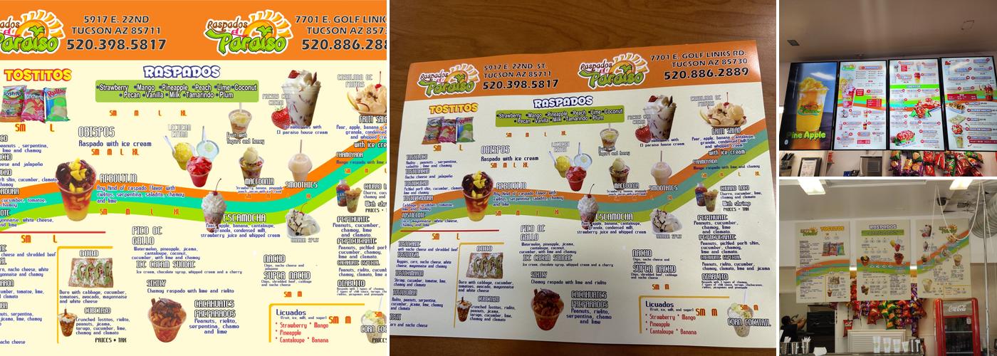 Raspados El paraiso Menu