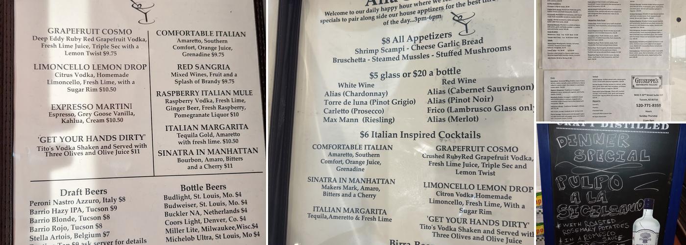 Giuseppe's Menu