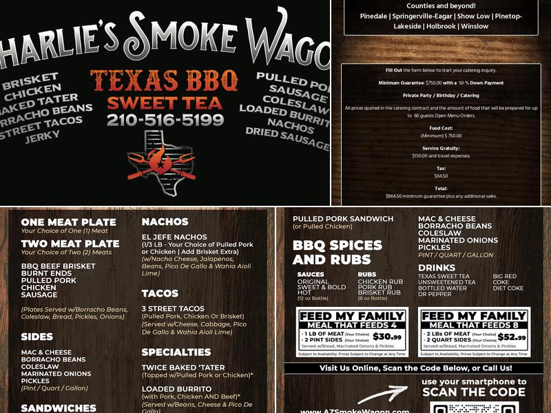 Charlie's Smoke Wagon Menu