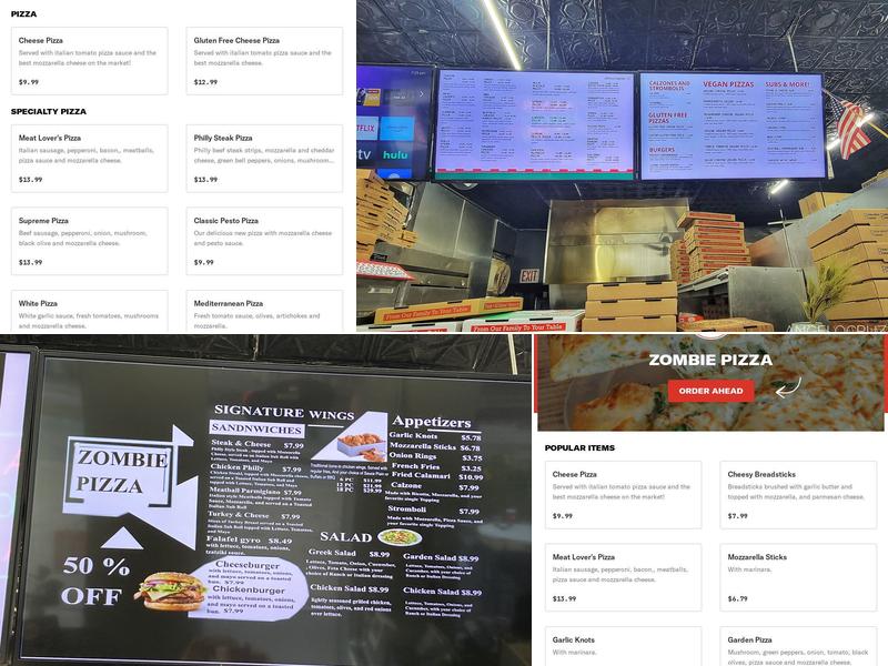 Zombie Pizza Menu