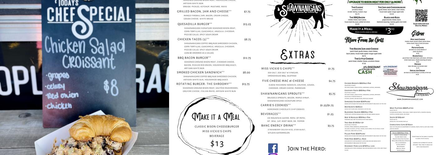 Shawnanigans LLC Menu