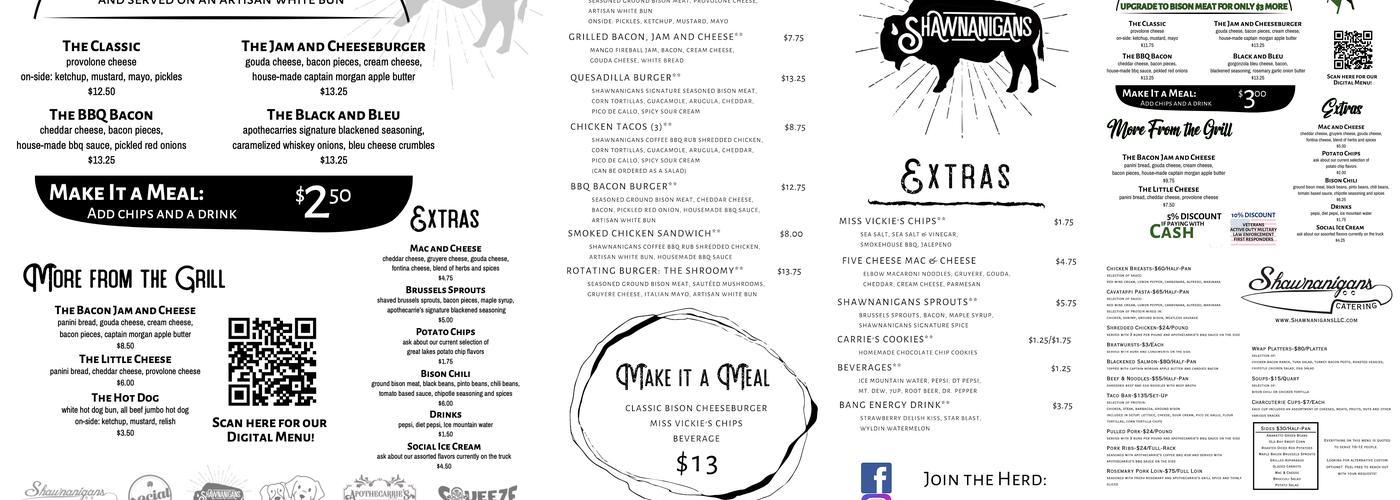 Shawnanigans LLC Menu