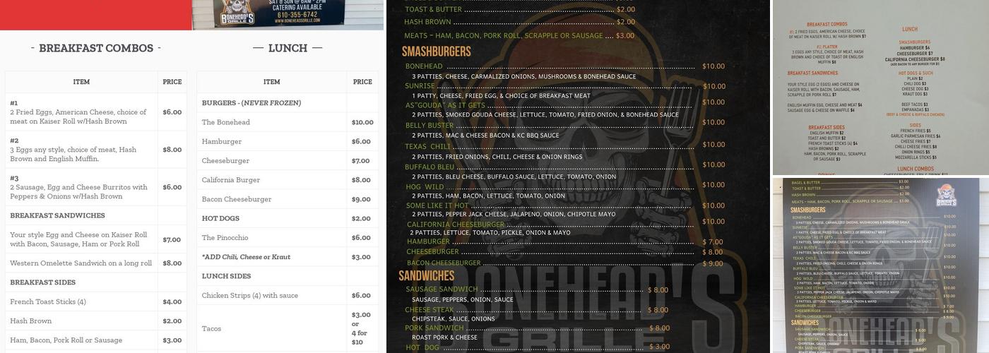 Bonehead's Grille Menu