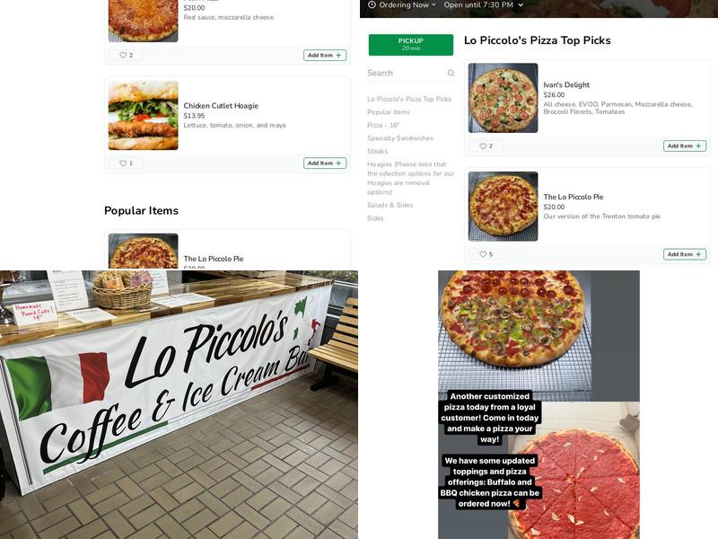 Lo Piccolo's Pizza Menu