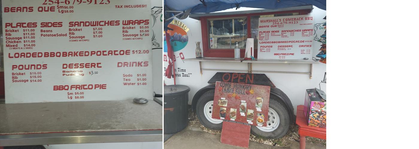 Marshall Barbeque Menu