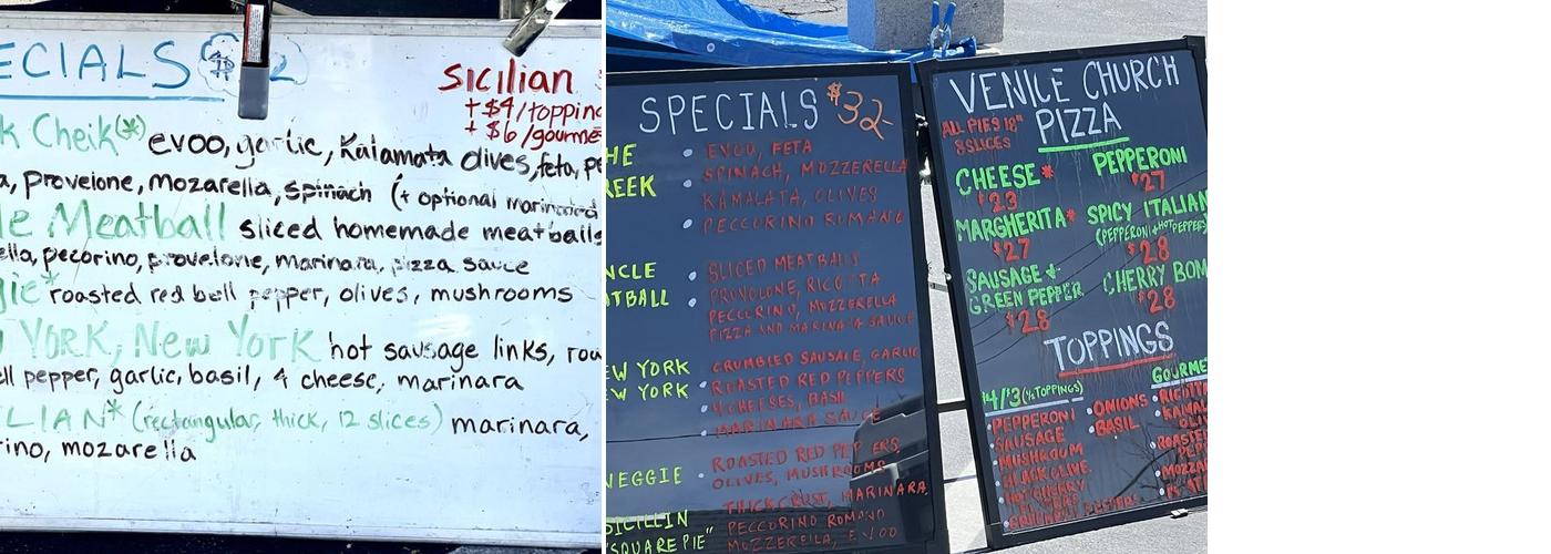 Petramale Pizza Menu