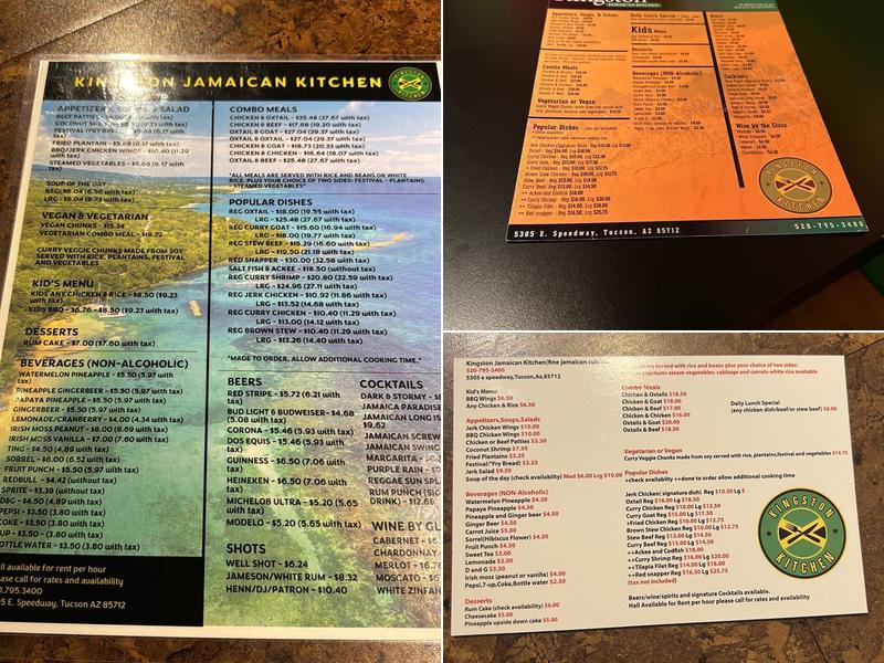 Kingston Kitchen Menu