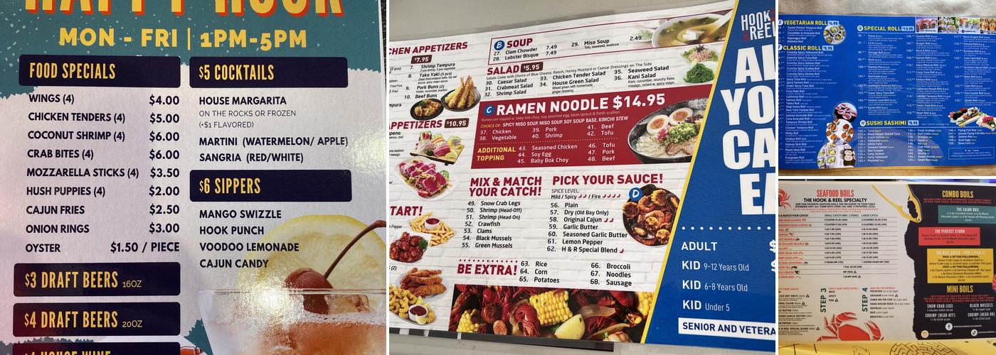 Hook & Reel Cajun Seafood & Bar Menu