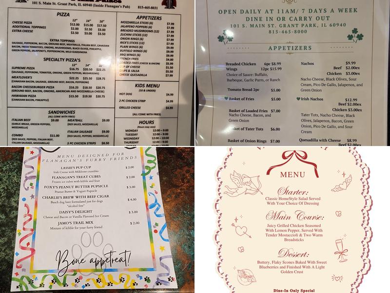 Flanagan’s Pub Menu