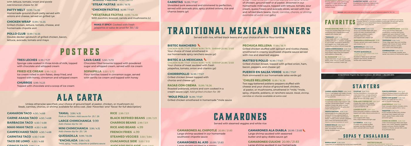 Matteo's Mexican Grill Menu