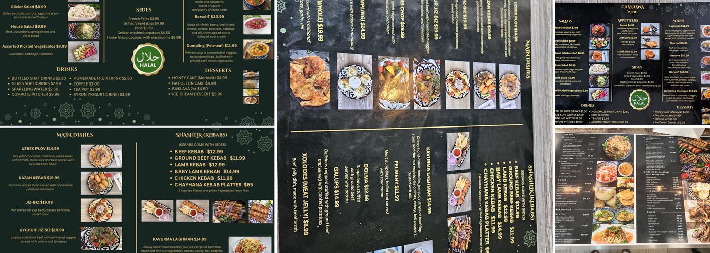 CHAYHANA Menu