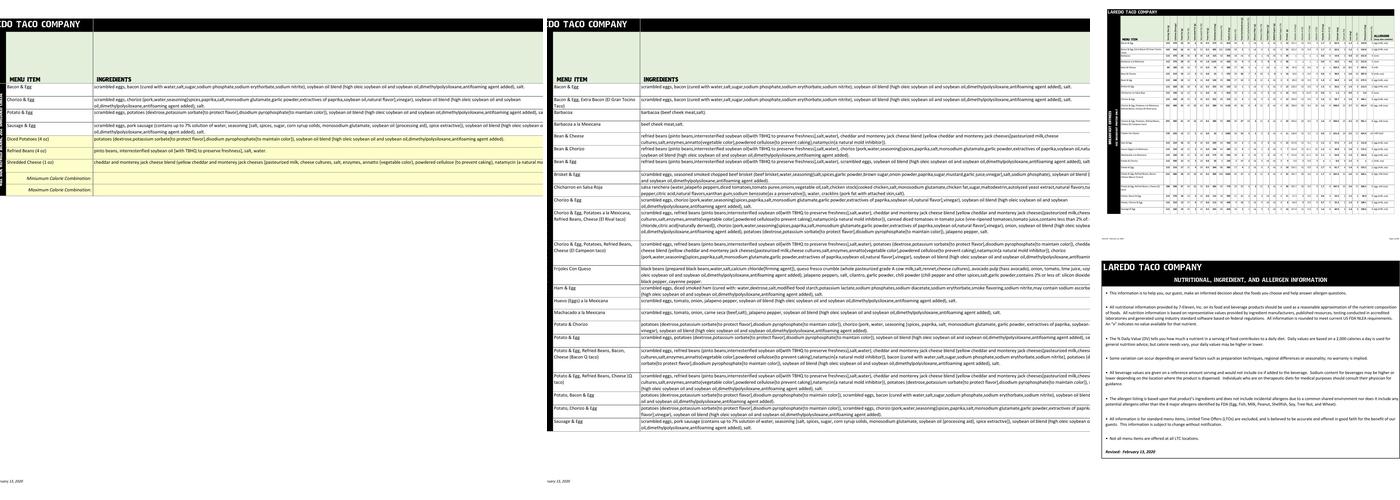 Laredo Taco Company Menu