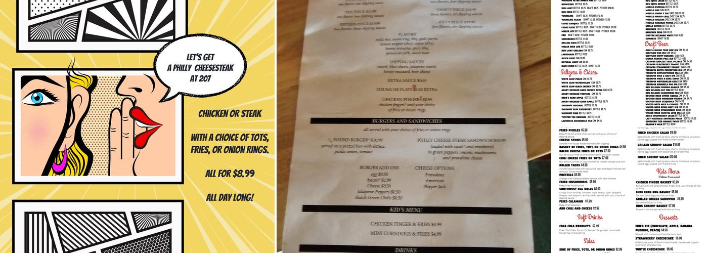 Warehouse 207 Menu