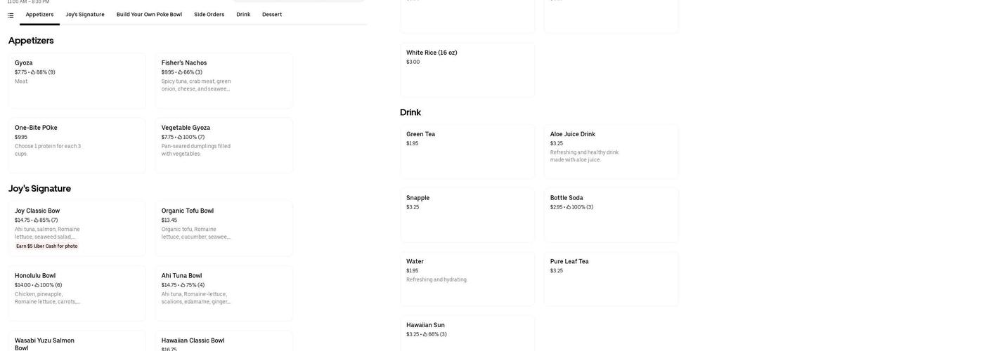 Joy Bowl East Longmeadow Menu