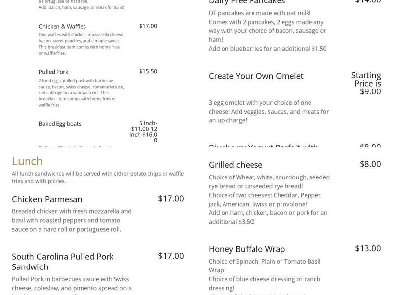 Penny's Place Menu