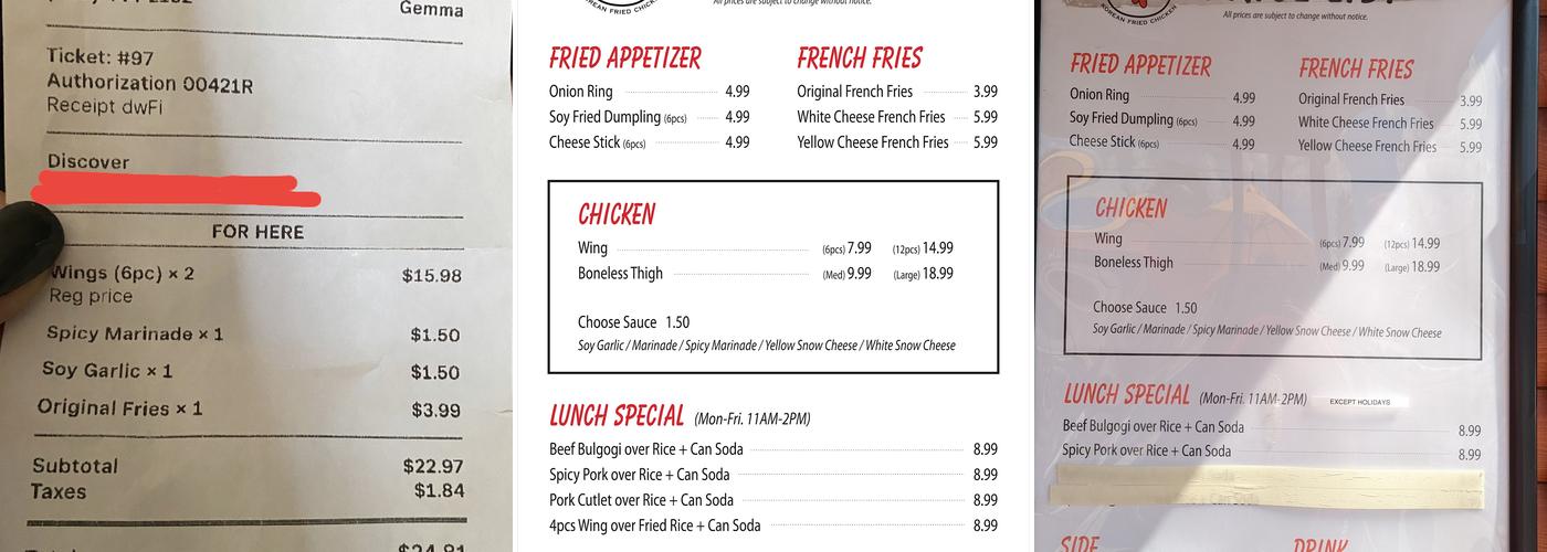 Korean Fried Chicken (Fort Wayne) Menu