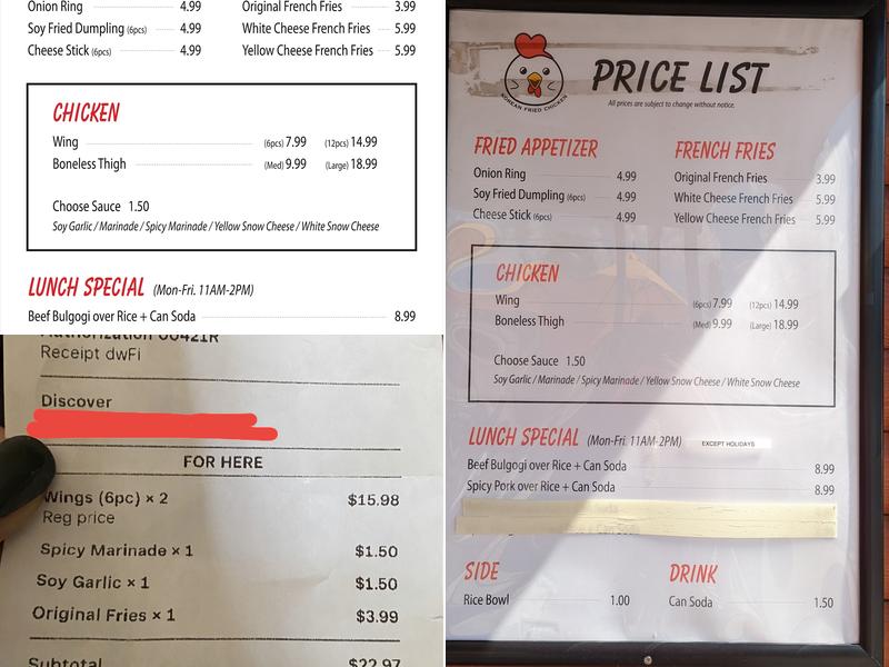 Korean Fried Chicken (Fort Wayne) Menu