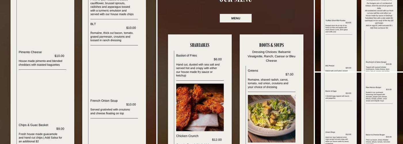 Ali's Bar and Grill Menu